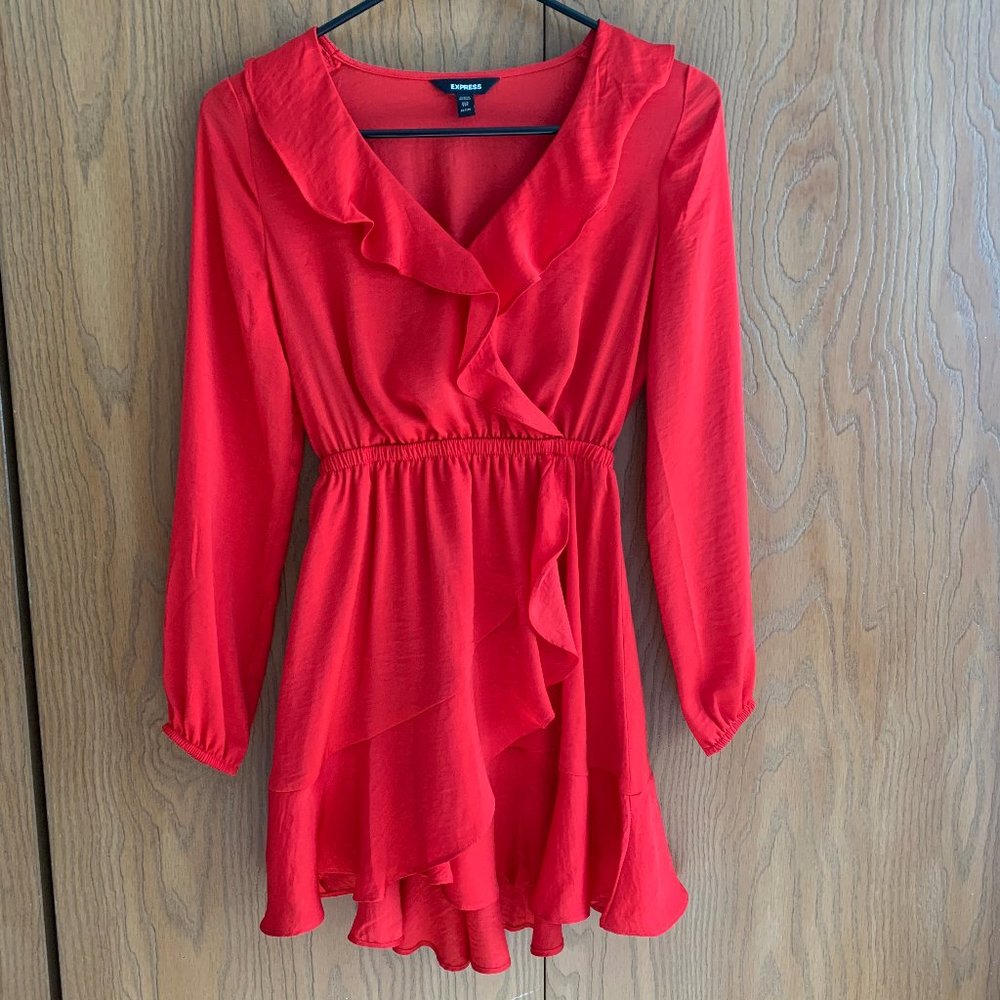 NWOT Express XXSP Red Ruffle Elastic Waist Dress